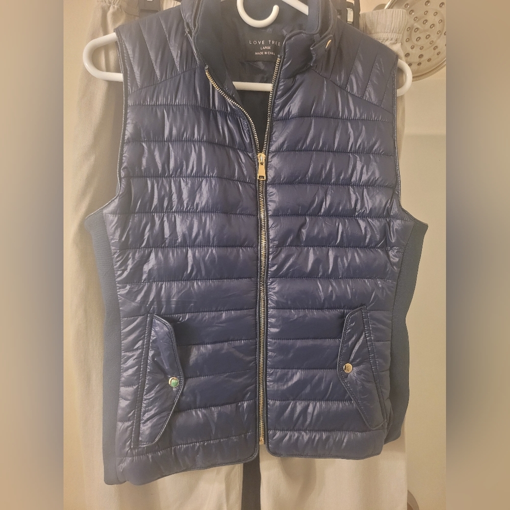 Love Tree Dark Blue Quilted Vest